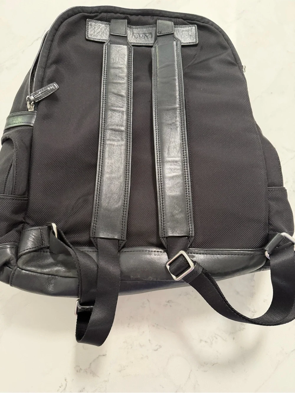 Tumi Black Men's Backpack with Leather Trim
